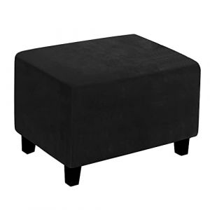Meigeh Housse de Pouf carré Housse de Protection pour Repose Pied Housse Repose Pied Housse de Pouf Housse ottomane en Velours Extensibles Noir (CHNSHOME-FR, neuf)