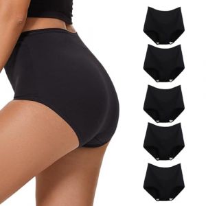 WEASIC Culotte Slip Femme Coton Taille Haute Culottes Coton pour Femme Culottes, Shorties et Strings Invisible lot Culotte Grande Taille sans Couture Microfibre Haute (5 Pack - Noir, M) (WEASIC, neuf)