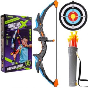 Arc et fl&egrave;che pour Enfants, Jeu de Jouet &agrave; LED, 10 fl&egrave;ches avec ventouses, Objectif et charcon, Jouet d'entra&icirc;nement int&eacute;rieur et ext&eacute;rieur pour gar&ccedil;ons et Filles (Bleu) (GIRGIS KIROLOS, neuf)