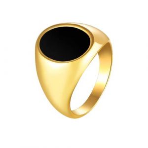 Ztcily Bague Ceramique Homme Noire, 18K Or Plaqu&eacute;, Acier Inoxydable, Bague Chevali&egrave;re, Id&eacute;e Cadeau Anniversaire F&ecirc;te des p&egrave;res No&euml;l (8) (Ztcily, neuf)