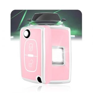 LELNOOS Coque Cl&eacute; Voiture, Silicone &Eacute;tui Cle Etui Clef Protecteur Cache Cles pour Peugeot 207 307 308 407 3008 5008 Partner Tepee pour Citroen C1 C3 C4 Picasso Aircross Berlingo Fiat Scudo, 2 Boutons (LELNOOS, neuf)