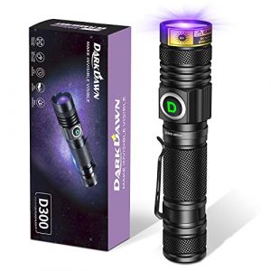DARKDAWN Lampe Torches UV 395nm, USB Rechargeable Lampes de Wood Ultraviolet LED Lumi&egrave;re Noire, Mini-d&eacute;tecteur puissant pour les taches, urine de chien, uv R&eacute;sine Epoxy, Ambre, Fluorescent, 400nm (DAWN OF DARK, neuf)