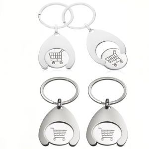 Jetons de Caddie,Porte-clés de Voiture,Jetons de Chariot,Lot de 4 Porte-clés en Métal pour Chariot de Courses Accessoires de Caddie Porte-clés Pratiques au Design élégant (SPEER, neuf)