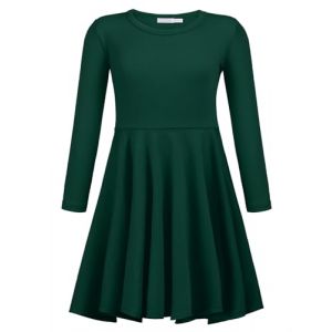 trudge Robe Fille Manches Longues Robe de Soir&eacute;e Col Rond Robe Enfant Robe de No&euml;l Robe Verte Robe d'hiver Robe en Jersey de Coton 120/6-7 Ans (Arshiner Store, neuf)