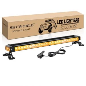 SKYWORLD Barre Lumineuse Clignotante Stroboscopique &agrave; LED, 26" 67 cm 54LED Magn&eacute;tique feux de d'urgence d'avertissement rampe de gyrophare 12V 24V pour Voiture V&eacute;hicule Camion Remorque, Ambre (SKYWORLD-EU, neuf)