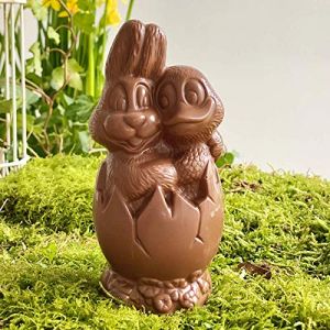 Moulage chocolat de Paques SANS SUCRE spécial diabétique LAPIN COPAIN 120g - chocolat de Pâques - Fabrication artisanale - chocolat paques lapin poule cloche poussin oeuf (Chocolat lait san sucre) (CHOCODIC Maître artisan chocolatier depuis 1995, neuf)