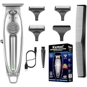 Kemei Tondeuse à cheveux professionnelle pour homme - Lame en T - Tondeuse électrique de qualité barbier - Solution de toilettage tout-en-un sans fil (Kemei Professional Clippers, neuf)