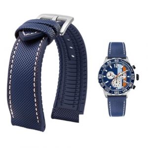 PctkeLsend Bracelet de montre &eacute;tanche en toile et caoutchouc for homme, 19-24 mm, compatible avec Breitling, Omega, IWC, Citizen, TUDOR et Hamilton(Blue White silver A,23mm) (PeiLINpppppp, neuf)