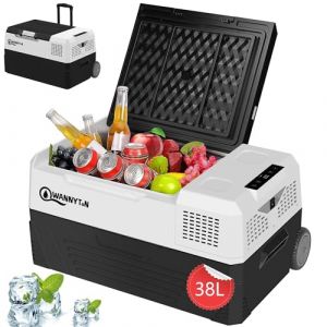 WANNYTON Glacière Électrique Voiture, 38 L, Mini Frigo, Glacière à Compression, 12/24/100-240 V, Réfrigérateur Portable pour Voiture, Camion, Bateau, Camping-car (oyt, neuf)
