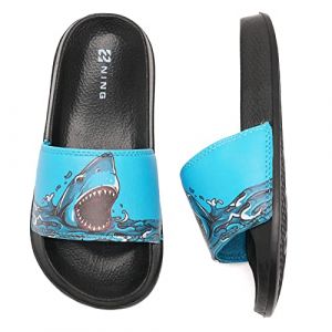 WateLves Claquette Enfant Fille Gar&ccedil;on Chaussons Enfants Tongs Sandales &eacute;t&eacute; Plage Piscine Pantoufles Chaussures de Douche Antid&eacute;Rapantes(requin bleu 31EU) (MingZhaoMaoYi-EU, neuf)