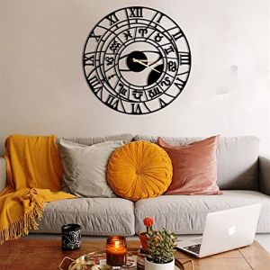 Dekory Astronomique Horloge Murale en m&eacute;tal 70 cm, Silencieux sans tic-tac, horloges murales Vintage et Industriel en m&eacute;tal, Pendule Murale, pour Salon Bureau, Chambre, Cuisine, Salle &agrave; Manger (Dekorywallart, neuf)