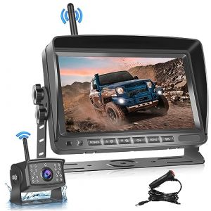 Hodozzy Caméra de Recul Numérique sans Fil Kit Moniteur IPS 7 Pouces Caméra de Recul AHD étanche Vision Nocturne Enregistrement Vidéo sans Fil Voiture Caméra Recul 12V-36V pour Camion/Camping-Car (Hodozzy Direct, neuf)