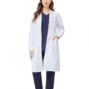 Blouse Laboratoire Femme Blouse Blanche Lyc&eacute;e Coton Blouse Medicale Longues Blouse Blanche Chimie Femme e Homme Blouse Travail pour Etudiants Laboratoire Scientifique Infirmier Halloween (S) (mingshungestore, neuf)