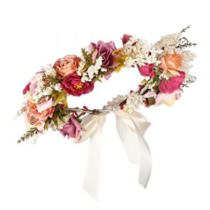 Couronne De Printemps, Bande De Cheveux De Fleurs, Bandeau De Couronne De Fleur, Bandeau De Fleur De Fleur De Cheveux Floral Couronne Guirlande Casque Avec Ruban Pour Le Festival Des Accessoires De (UJiMaoYi, neuf)