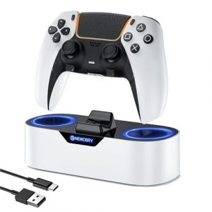 NEWDERY Station de Charge Rapide pour Manette PlayStation 5 et DualSense Edge - Support de Rechange pour PS5 - Blanc (ANSEN-FR, neuf)