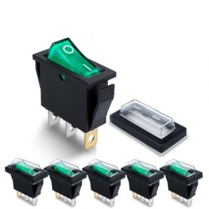 Innfeeltech 6 mini interrupteur à bascule vert kcd3-103 interrupteur à bascule à 3 broches avec 6 bouchons étanches (XINGZHI TECH, neuf)
