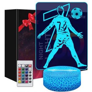Polemera Cadeau Foot Garcon, Veilleuse 3D Illusion Football pour enfants en 16 couleurs, Cadeau garçon 7 8 9 10 11 12 13 14 ans, Lampe foot, Decoration Chambre, Chambre enfant garcon (PT-Player #7) (Polemera, neuf)