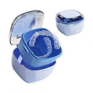 GmeDhc Bo&icirc;te de Dentier avec Passoire, Portable Boite Appareil Dentaire, Bo&icirc;tier de Nettoyage pour Proth&egrave;ses, Bo&icirc;te de Retenue Orthodontique, Bo&icirc;te de Nettoyage de Retenue (GmeDhc, neuf)