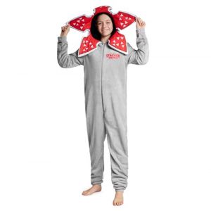 Stranger Things Combinaison Pyjama Enfant, Grenouillère Fille en Polaire Surpyjama Combi Pyjama Enfant Ado 9-15 Ans (Gris, 9-10 Ans) (Get Trend., neuf)