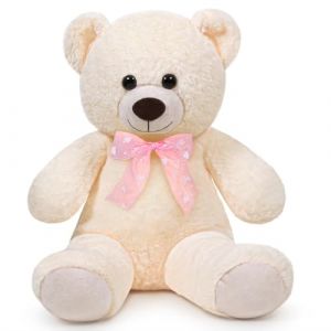 Sausudols Ours en Peluche Teddy 60 cm, Doux et d&eacute;coratif avec Noeud Papillon, pour Les Enfants Blanc (GICTMAL, neuf)