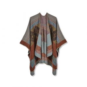 LumiSyne Hiver Poncho Ch&acirc;le en Cachemire pour Femmes Poncho Tricot Style Ethnique R&eacute;tro Ouverture Cardigan Couverture Cape Manteau Echarpe Pashmina Surdimensionn&eacute; &Eacute;tole Wrap (LumiSyne-FR, neuf)