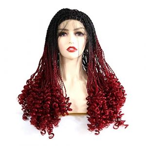 Perruques Avant Synthétiques Ombré Rouge Micro Tressé Perruque Avant Synthétique Pour Femmes Noires Perruque De Tresse Artificielle Tressée Afro-Américaine, 22 Pouces (22 Pouces) (ydxdsp, neuf)