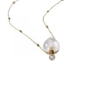 Collier avec pendentif en forme de c&oelig;ur et flacon de parfum en cristal blanc naturel, bijou diffuseur d'huiles essentielles for femme(WhiteCrystalHeart) (lidongjinshop, neuf)