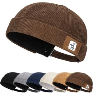 Casquette Docker Coton Bonnet Unique Street D&eacute;contract&eacute; Brimless Chapeau Docker Bonnet Bob Homme Femme Chapeau sans Bord Marin Travailleur Casquette sans Visi&egrave;re Roul&eacute; (Cozyan, neuf)