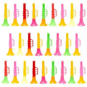 Sxutop 25 Pi&egrave;ces Petite Trompette Jouet Vuvuzela Mini Trompette Enfant en Plastique Portable Instruments de Musique &agrave; Corne Jouet Faiseur de Bruit pour Enfants, Color&eacute;, 10x3.8cm (Shuangxuu, neuf)