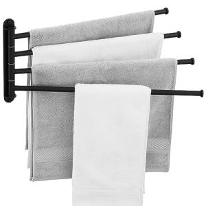 KES Porte Serviettes Pivotant Noir Porte Serviette 4 Barres Acier Inoxydable 18/8 Barre Seche Serviette 50 CM Support, A2103S4L50-BK (KES Home Global, neuf)