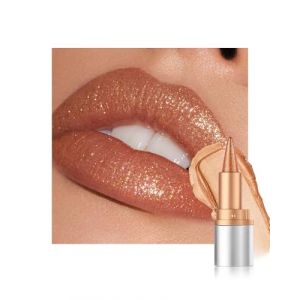 Crayon a Levre Pailleté, Brun Doré Nourishing Rouge à Lèvres Longue Tenue, Effet Paillettes Métalliques, Waterproof Lip Liner & Lipstick 2-in-1, Crayon Levre Sans Transfert Très Pigmenté for Women-05 (Lestpola Ltd, neuf)