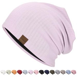 HAMUNI Slouchy Beanie Hip-Hop Bonnet de course doux et l&eacute;ger Respirabilit&eacute; Adulte Nain Chapeaux Bonnet chimio Bonnet cr&acirc;ne pour hommes femmes, Violet clair, taille unique (JUMPSTARS, neuf)
