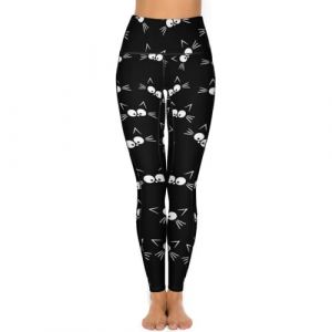 Qjjinxior Legging de sport pour femme - Motif chat noir mignon - Pantalon de yoga taille haute avec poches, Joli motif de chat noir, M (ZhunWen, neuf)