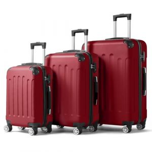 LALAHO Set de 3 Valises de Voyage, Valise Grande Taille, Valise Cabine, Petite Valise, ABS avec Coins Renforcés, roulettes Pivotantes 360°, Cadenas et Poignée Télescopique (Bordeaux) (Sarefun, neuf)