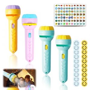 WIYETY Lot de 4 lampes de poche projecteurs pour enfants, lampes de poche pour enfants, projecteur de diapositives avec 160 motifs d'animaux, lampe de poche pour enfants, jouet éducatif pour enfants (2222BUY, neuf)