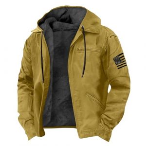 Veste Homme Hiver Parka Homme Hiver Grande Taille Interieur Cargo Blouson Polaire Manteaux Softshells Randonnée Capuche Cardigan Randonnée Chantier Ski Tactique Cachemire Black Friday 2025 13#Jaune M (SHONTON, neuf)