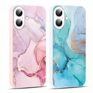 Foonary 2 Pi&egrave;ces Coque pour Apple iPhone 16 Plus 6,7" avec Marbre Brillant Motif Aesthetic Design &Eacute;tui, Housse de Protection Souple Silicone TPU Antichoc Bumper Case Cover pour iPhone 16 Plus,Rose (BAROR TRADING, neuf)
