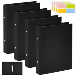 WEFHEF 4 Pcs Classeur A5 2 Anneaux avec &Eacute;tiquettes Autocollants, Porte Document A5 Couverture de Reliure &agrave; Anneaux, Classeur Porte Document en Kraft 23.5x17.5x3.8 cm, pour Recette Document Note, Noir (Vectorspar, neuf)
