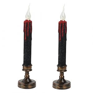 ARTIBETTER 2 Pièces Bougies d'halloween Chandelier sans Flamme Bougies sans Flamme à La Citrouille Bougies Chauffe-Plat LED Bougies LED Noires Bougie sans Flamme Composant Élèctronique (Zuiali, neuf)