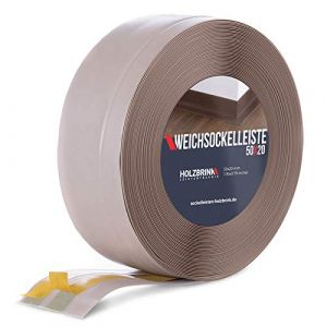 HOLZBRINK Plinthe souple autoadhésive 50x20mm, 25 m | Plinthe PVC pour finition plan de travail, sous-meubles| Cornière PVC flexible | Couleur : cappuccino (Jumbo-Shop, neuf)