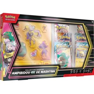 Pokémon: Collection Premium Ampibidou-ex de Mashynn du Pokémon JCC (1 Carte Promo Brillante entièrement illustrée, 6 boosters et des Figurines sur Pied en Acrylique) (Distristore, neuf)