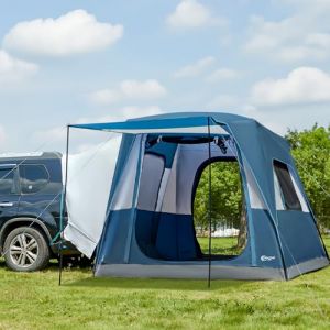 Portal Tente SUV 5 personnes avec porche, tente de camping 2 en 1, résistante à l'eau et au vent, tente de coffre avec 2 portes pour les voyages et les aventures en plein air (Portal Outdoors, neuf)