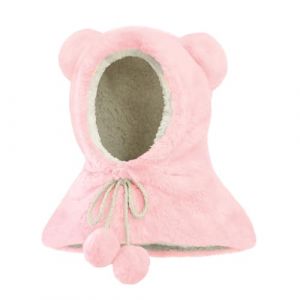 JFAN Chapeau Echarpe Enfant Hiver Cagoule Enfants Bonnet Fille Gar&ccedil;on 2 en 1 Chaud Cache Oreilles Chapeaux Tricot&eacute; Enfant Cagoule Balaclava pour 3-12 Ans,Rose (JFan, neuf)