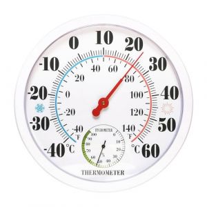 ​​Thermom&egrave;tre Int&eacute;rieur/Ext&eacute;rieur : 25 cm Thermo-Hygrom&egrave;tre de Pr&eacute;cision Mural, Thermom&egrave;tre Ext&eacute;rieur et Hygrom&egrave;tre, Mesureur d'Humidit&eacute; pour Maisons, Serres, Jardins​​ (ANDRECHR, neuf)