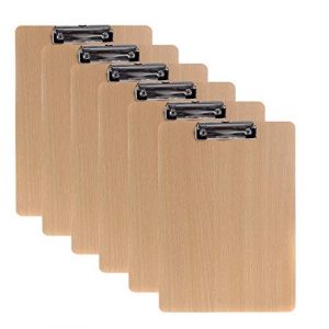 6 Pièces En Bois Porte-bloc A4 avec Pince, très épais 4mm, Clip Planches pour Papier d'écriture Memo des Dossiers, Planchettes à Pince Idéal pour le Travail Quotidien, Lot de 6, TKD8009 (TuKai, neuf)