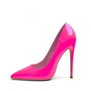 Zhabtuc Femme Escarpins Hauts Pointus Talon Aiguille Sexy Mariage de Fête Stiletto Soir Fête Chaussures 12CM Rose Fluo，Taille 39 EU (Tiance, neuf)