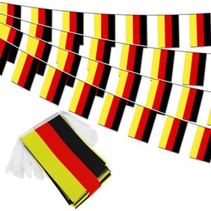KOQAIIZ 10m Guirlande Drapeau Allemand, 1pcs Guirlande de 30 Drapeaux de Allemand, Drapeau Allemand Banni&egrave;re Rectangulaire pour Coupe du Monde 2024 Football, F&ecirc;te bar Jardin Rue Decor (qinhuangdaozoubingyingshangmaoyouxiangongsi, neuf)