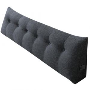 Coussin de Dossier, Coussin de Lecture pour lit et canapé, Coussin Triangulaire, Coussin Lombaire pour Le lit, Gros Coussin de tête de lit, avec Housse Lavable-180 * 50 * 20 cm-Gris Diva (Hechheu, neuf)