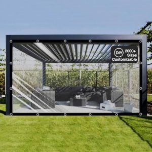 Ezcasch Bâche Transparente avec Œillets, Taille sur Mesure Jusqu'à 8x8m, 420g/m² Bache Transparente Imperméable, Bache Exterieur Impermeable pour Terrasse, Jardin avec Corde et Attache (Ezcasch, neuf)