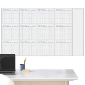 Calendrier mural effaçable à sec réutilisable annuel – 150 x 85 cm – Grand calendrier mural effaçable à sec pour mur 12 mois non daté | Tableau blanc pour salle de classe, maison (jiaoggc, neuf)